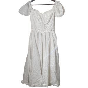 Gunne Sax White Puff Sleeve Bustier Dress Sz 7